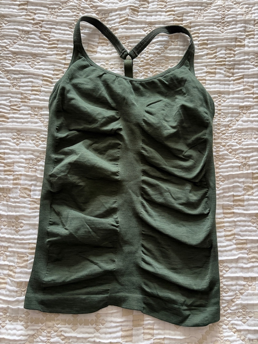 Athleta Olive Green Ruched Racerback Tank